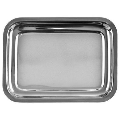 Rechteckiges Serviertablett aus Stahl, 21,5 x 16,5 cm