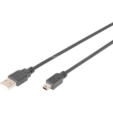 Digitus Anschlusskabel USB2.0/A -> miniB St/St 1.0m schwarz