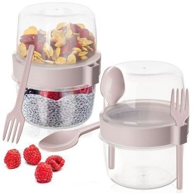 Joghurtbecher mit Löffel für die Lunchbox, 370 ml, 2 Stück