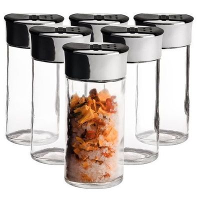Gewürzbehälter mit Sieb, Glas, 100 ml, 6 Stück