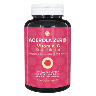 EnergyBalance Acerola Zerø natürliches Vitamin C 60 mg, 180 Kautabs