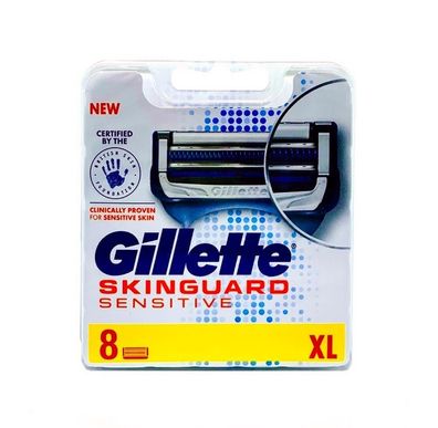 8 Gillette Skinguard Sensitive, Original Klingen im Kunststoff-Blister ohne OVP