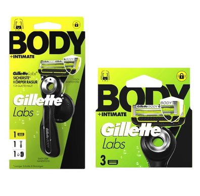 Gillette Rasierer, Labs Body & Intimate + 3 Klingen Neu & OVP