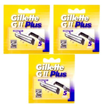 15x Gillette GII G 2 Plus Rasierklingen Doppelklinge 3x5er Pack Neu und OVP
