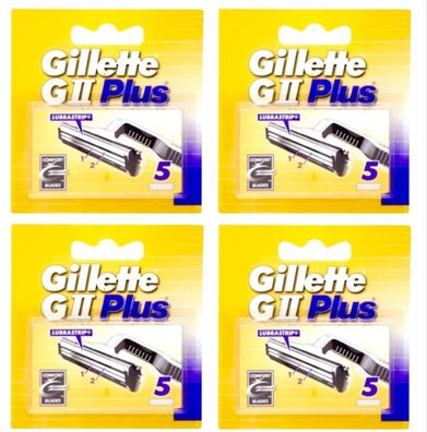20x Gillette GII G 2 Plus Rasierklingen Doppelklinge 4x5er Pack Neu und OVP