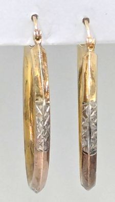 Vintage Creolen 0,925 Sterlingsilber vergoldet strukturiert