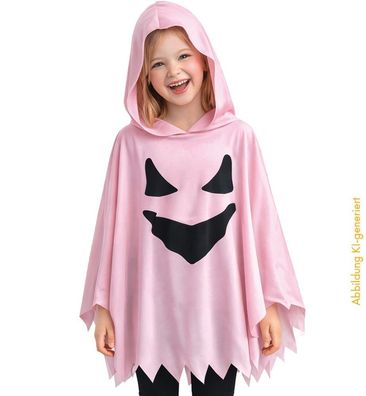 narrenwelt Cape kleiner Geist rosa Mädchen niedlicher Geist Poncho Halloween 104-140