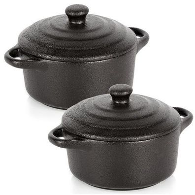 Porzellan-Backschüsseln mit Deckel, 300 ml, 2 Stück