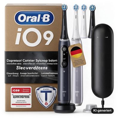 Oral-B iO Series 9 Elektrische Zahnbürste Doppelpack mit Lade-Reiseetui, Black O