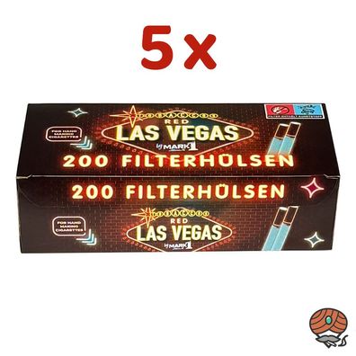 Las Vegas Red King Size Filterhülsen 5x200 Stück
