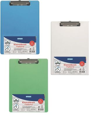 Klemmbrett 31,0 x 22,5 cm farbig DIN A4 Dokumente Metallklemme Aufhängeöse