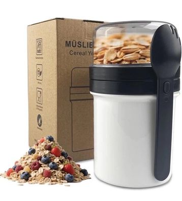 Müslibecher to go, praktischer Joghurtbecher to go 450 ml + 250 ml