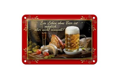 Blechschild ein Leben ohne Bier ist sinnlos, 3 vers. Größen, Spruch