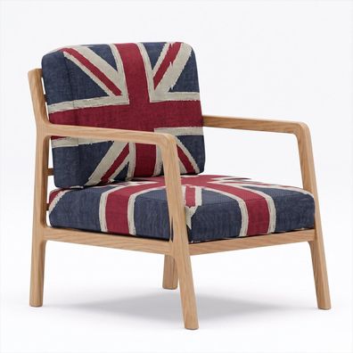 Union Jack Sessel British Style Vintage Holzgestell Retro Mid Century