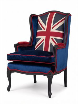 Sessel Union Jack Ohrensessel Samt British Vintage Design Klassiker