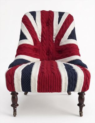 Sessel Union Jack Sessel Strickoptik British Vintage Retro Designer