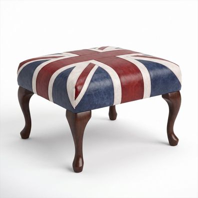 Hocker Hocker Union Jack Leder British Style Vintage Retro Fußhocker