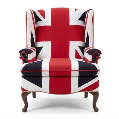 Union Jack Ohrensessel British Style Vintage Retro Rot Weiß Dunkelblau