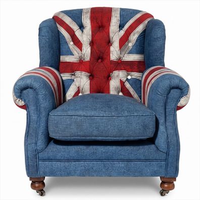 Union Jack Sessel British Vintage Retro Chesterfield Polstersessel