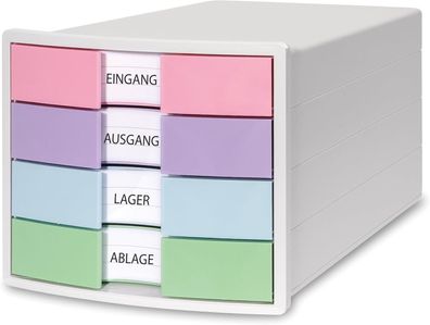 HAN Schubladenbox IMPULS 2.0 mit 4 geschlossenen Schubladen für DIN A4/C4 inkl. Besch