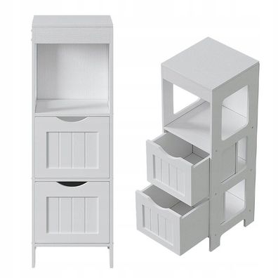 Weißer, freistehender Badezimmerschrank mit 3 Ablagen, 89 x 30 x 30 cm