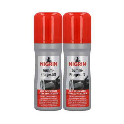 2x NIGRIN Gummi Pflegestift 75 ml Schutz für Türen Kofferraum & Schiebedach