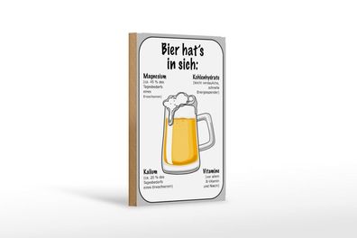 Holzschild Bier Magnesium Kalium Vitamine, 3 vers Größen, Spruch