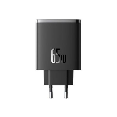 Baseus Cube Pro 65W GaN Power Adapter - 2x USB-C, 1x USB-A, Schwarz