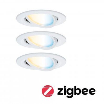 Paulmann 92440 LED Einbauleuchte Nova Coin 3er-Set Zigbee Tunable White Weiß matt