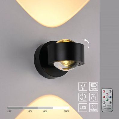 JUST LIGHT 19330-18 AKKU-CHIA AKKU-Wandleuchte schwarz 3000K