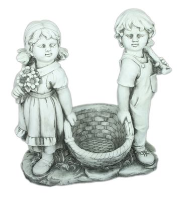Gartenfigur Vanessa und Leon aus Fiberglas in Steinoptik, 53 cm