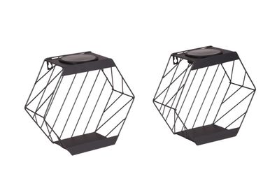 Solar-Pflanzregal AMARA 2er-Set aus Stahl mit dimmbarem Licht