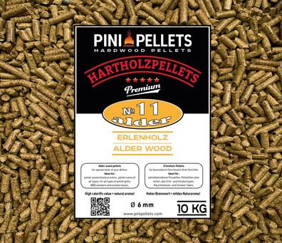 PINI Hartholzpellets Nr. 11 Erle 10 Kg Grillpellets