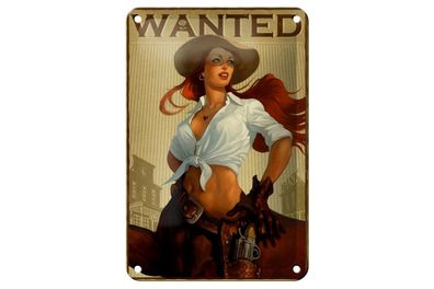 Blechschild Wanted Cowgirl, 3 vers. Größen, Spruch