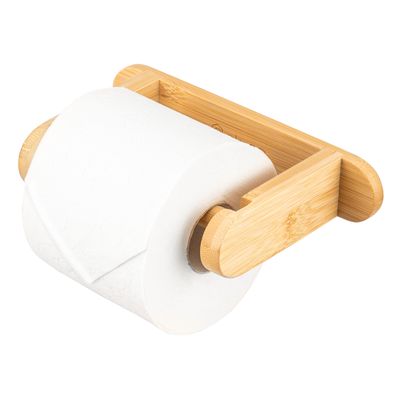 eluno Toilettenpapierhalter, WC-Rollenhalter aus Bambus, zum Kleben oder Bohren