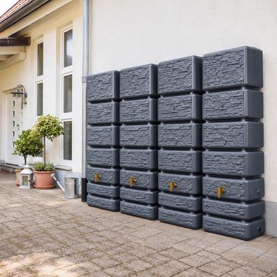 4x 350L GRAF SLIM Stone Wandtank-Set 1840x600x390cm