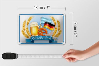 Blechschild Oktoberfest Bier Brezel Wurst, 3 vers. Größen, Spruch