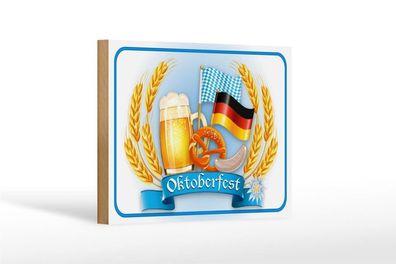 Holzschild Oktoberfest Bier Brezel Wurst, 3 vers Größen, Spruch