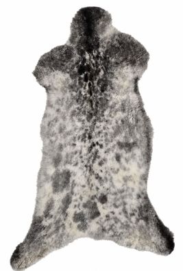 Schaffell Echt | Grau-Weiß Multicolor, ca. 111 cm | Kurzflor | Öko gegerbt | Unikat 1