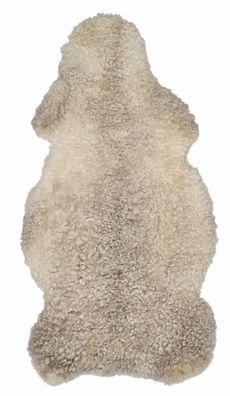 Gotland Schaffell Echt | Naturweiß-Grau, ca. 88 cm | Lockenflor | Öko gegerbt | Unika