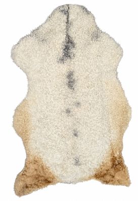 Gotland Schaffell Echt | Naturweiß-Grau-Braun, ca. 103 cm | Lockenflor | Öko gegerbt