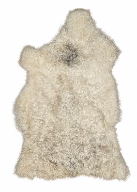 Gotland Schaffell Echt | Naturweiß-Grau, ca. 97 cm | Lockenflor | Öko gegerbt | Unika