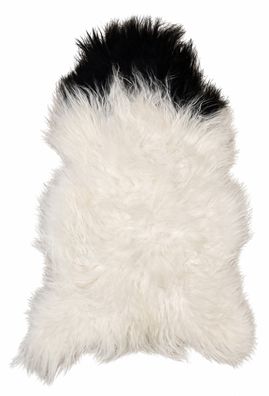 Island Schaffell Echt | Naturweiß-Schwarz, ca. 133 cm | Langflor | Öko gegerbt | Unik