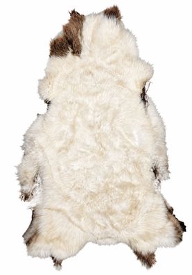 Schaffell Echt | Naturweiß-Graubraun, ca. 117 cm | Weichflor | Öko gegerbt | Unikat 1