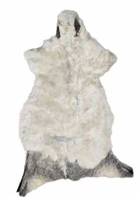 Schaffell Echt | Naturweiß-Grau, ca. 114 cm | Weichflor | Öko gegerbt | Unikat 176-17