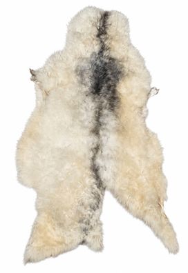 Schaffell Echt | Naturweiß-Grau, ca. 109 cm | Weichflor | Öko gegerbt | Unikat 176-17