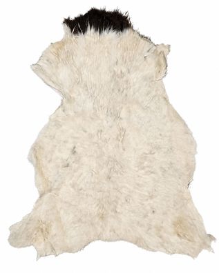 Schaffell Echt | Naturweiß-Dunkelbraun, ca. 81 cm | Weichflor | Öko gegerbt | Unikat