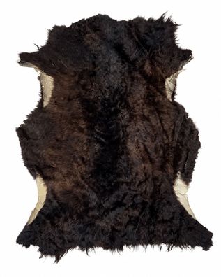 Schaffell Echt | Dunkelbraun, ca. 98 cm | Lockenflor | Öko gegerbt | Unikat 176-161