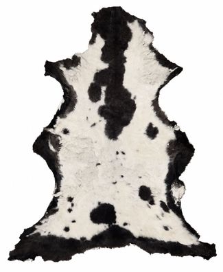 Schaffell Echt | Naturweiß-Dunkelbraun, ca. 112 cm | Kurzflor | Öko gegerbt | Unikat