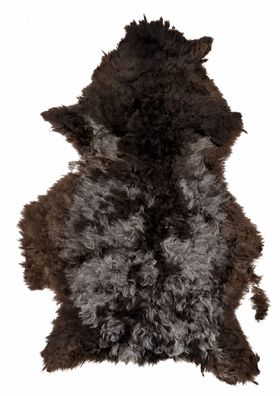 Schaffell Echt | Naturgrau-Dunkelbraun, ca. 95 cm | Lockenflor | Öko gegerbt | Unikat